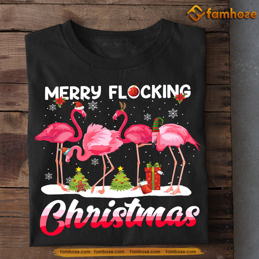 Flamingo Christmas T-shirt, Merry Flocking Christmas, Christmas Gift For Flamingo Lovers, Flamingo Tees