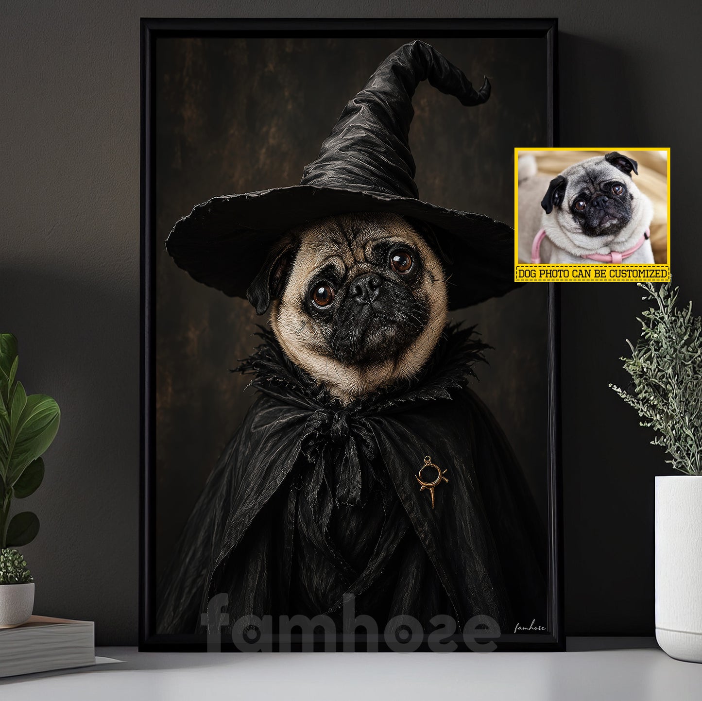 Halloween Dog Witch Canvas Painting, Too Cute To Spook Wall Art Decor, Spooky Season Poster Gift For Dog Lover