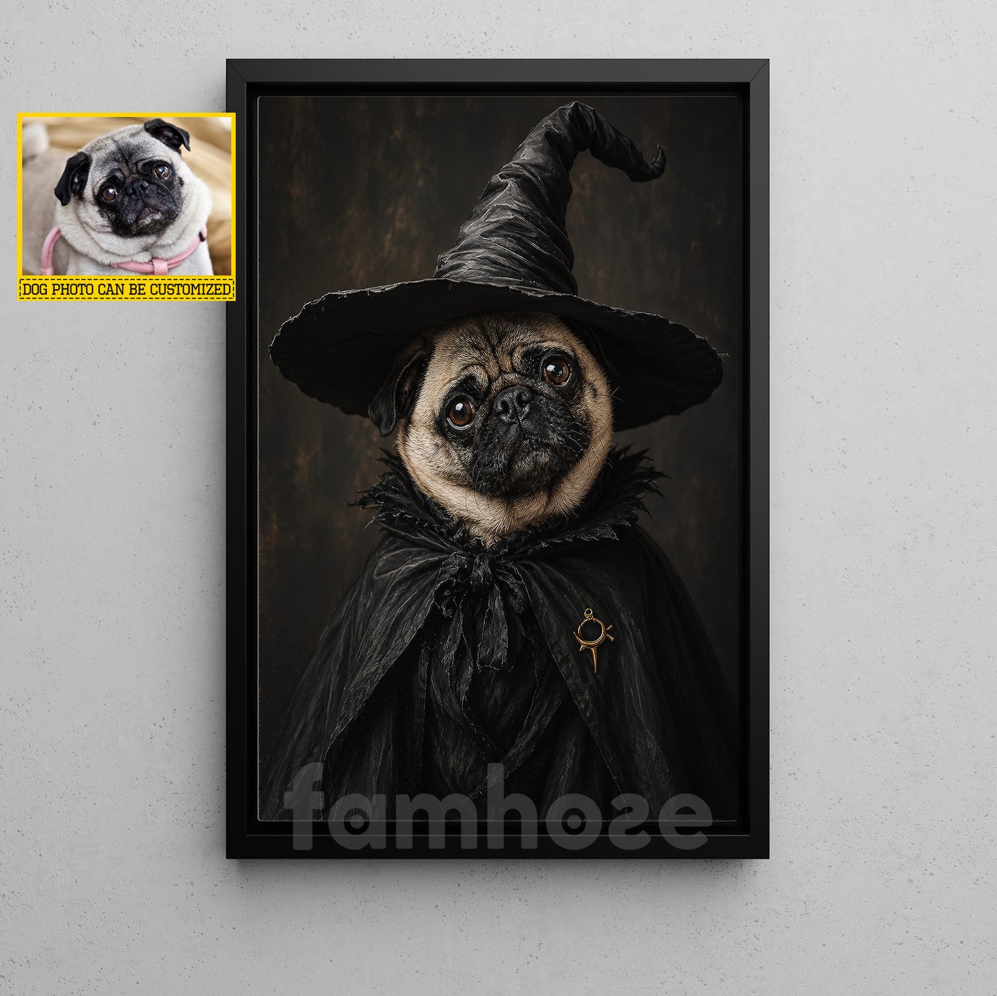 Halloween Dog Witch Canvas Painting, Too Cute To Spook Wall Art Decor, Spooky Season Poster Gift For Dog Lover