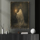 Halloween Ghost Canvas Painting, Candlelight Spirit Wall Art Decor, Spooky Season Poster Gift For Ghost Lover