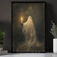Halloween Ghost Canvas Painting, Candlelight Spirit Wall Art Decor, Spooky Season Poster Gift For Ghost Lover