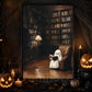 Halloween Reading Ghost Canvas Painting, Cute Boo Library Spooky Season Wall Art Decor, Halloween Poster Gift For Ghost Lover