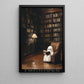 Halloween Reading Ghost Canvas Painting, Cute Boo Library Spooky Season Wall Art Decor, Halloween Poster Gift For Ghost Lover