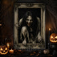 Halloween Scary Horror Portrait Canvas Painting, Creepy Demon Woman Spooky Season Wall Art Decor, Halloween Poster Gift