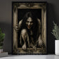Halloween Scary Horror Portrait Canvas Painting, Creepy Demon Woman Spooky Season Wall Art Decor, Halloween Poster Gift