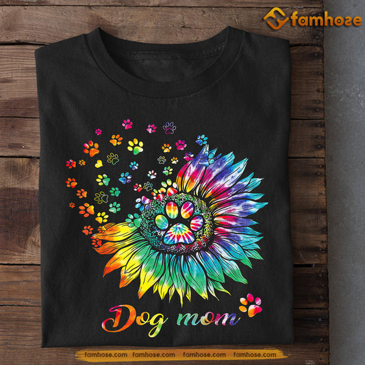 Mother's Day Dog T-shirt, Dog Mom With Dogshoe Beautiful Sunflower, Gift For Dog Lovers, Dog Owners, Dog Tees