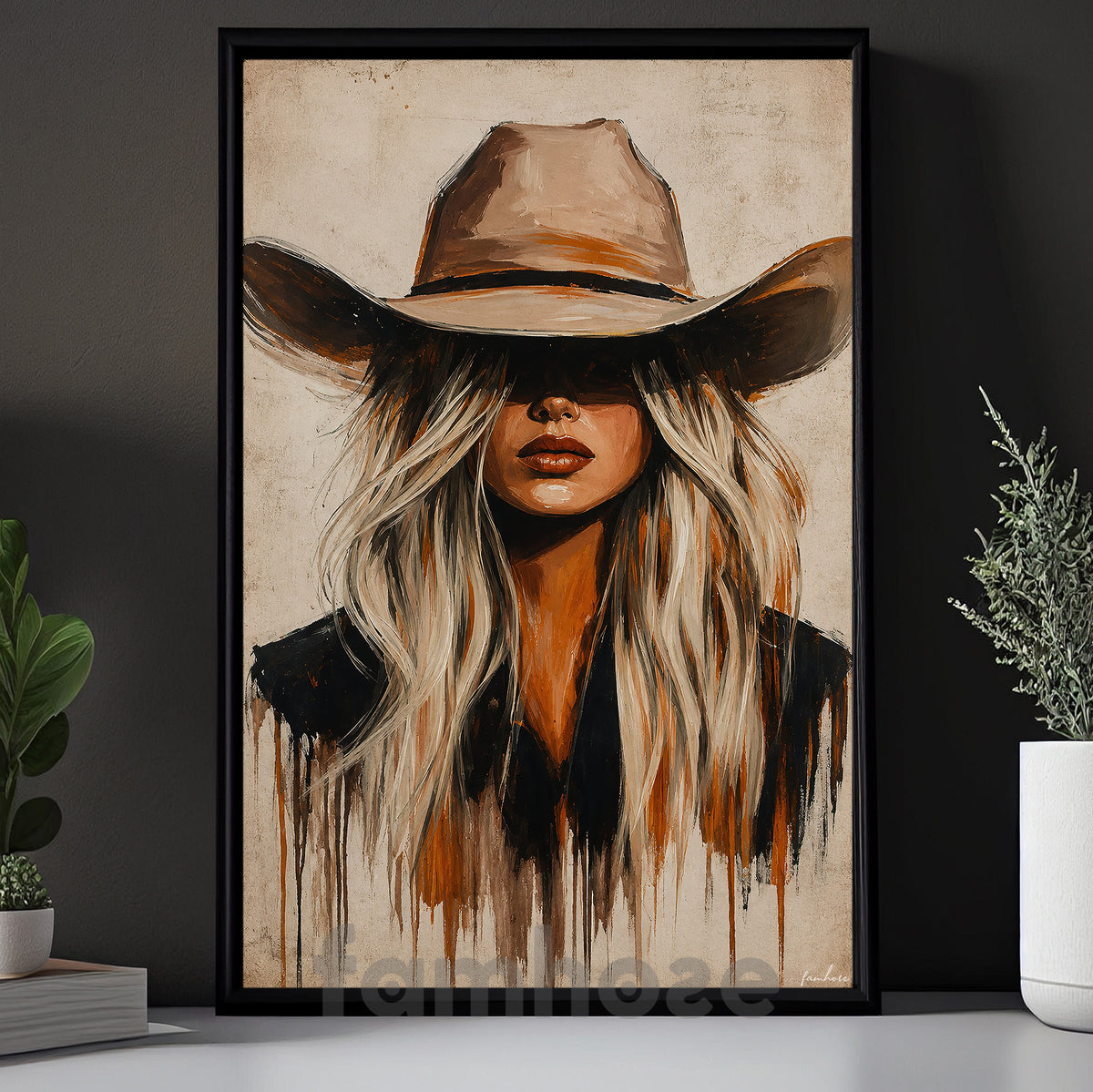 Blonde Cowgirl Canvas Painting, Western Woman Wall Art Decor, Poster Gift For Cowgirls