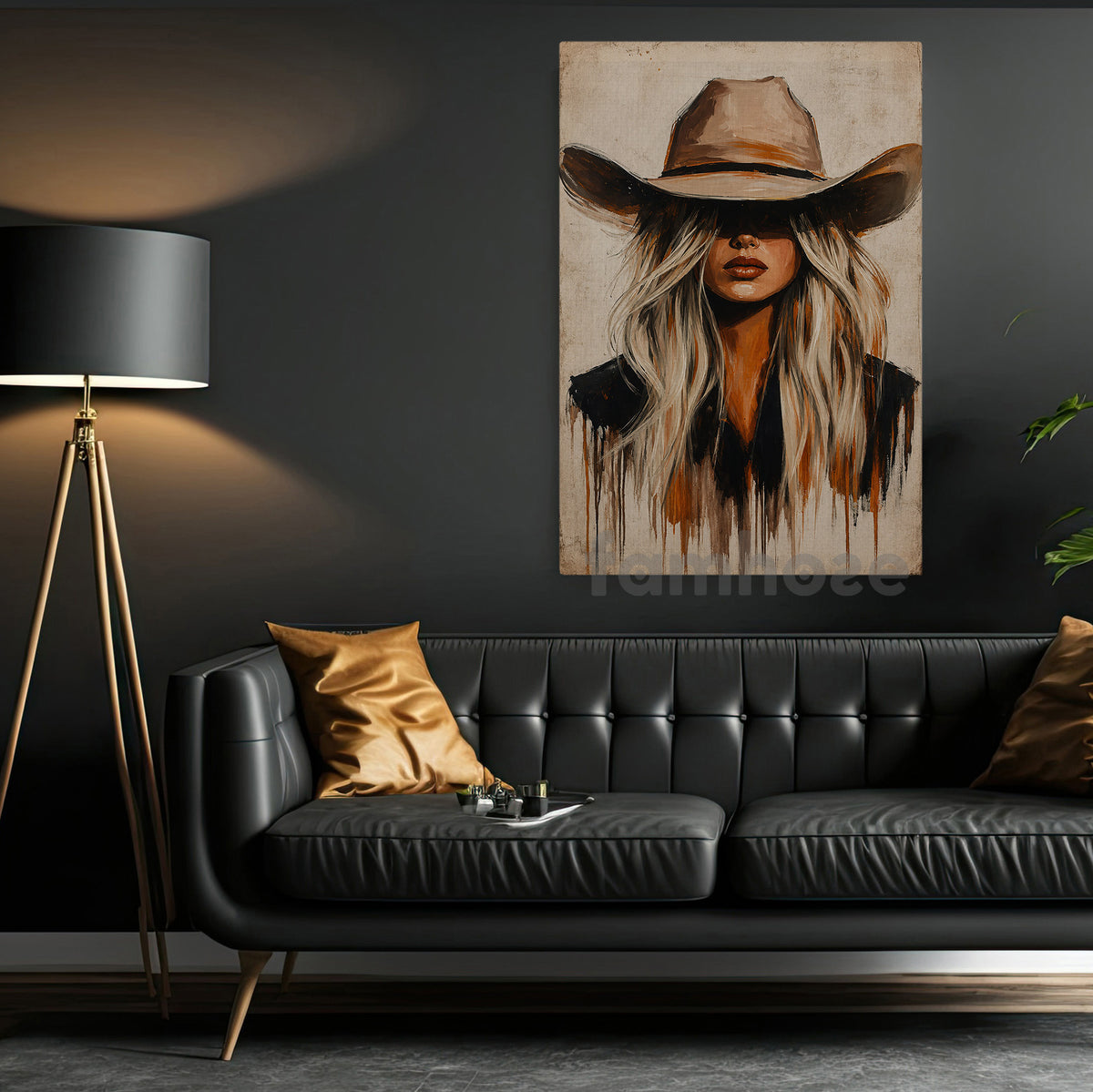 Blonde Cowgirl Canvas Painting, Western Woman Wall Art Decor, Poster Gift For Cowgirls