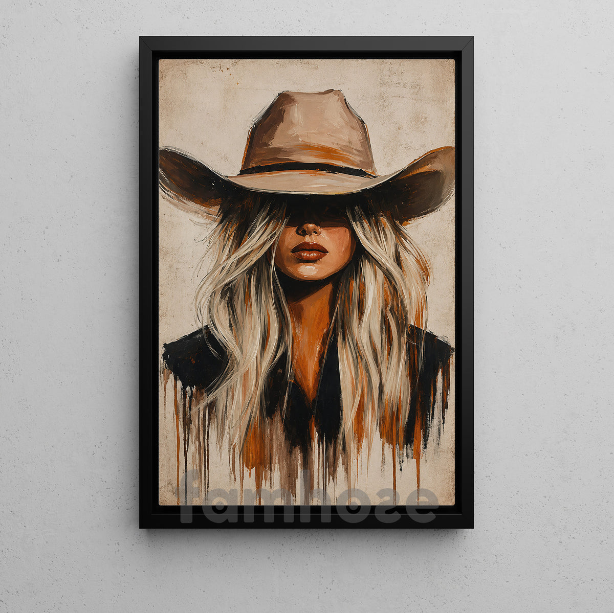 Blonde Cowgirl Canvas Painting, Western Woman Wall Art Decor, Poster Gift For Cowgirls