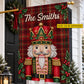 Personalized Christmas Nutcracker Garden & House Flag, Custom Family Name With Red Tartan Plaid Yard Flag, Xmas Gift For Nutcracker Lover