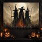 Halloween Three Witches Canvas Painting, Witch Coven Spooky Season Wall Art Decor, Halloween Poster Gift For Witch Lover