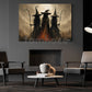 Halloween Three Witches Canvas Painting, Witch Coven Spooky Season Wall Art Decor, Halloween Poster Gift For Witch Lover