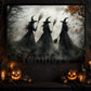 Halloween Three Witches Canvas Painting, Witch Coven Spooky Season Wall Art Decor, Halloween Poster Gift For Witch Lover