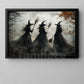 Halloween Three Witches Canvas Painting, Witch Coven Spooky Season Wall Art Decor, Halloween Poster Gift For Witch Lover