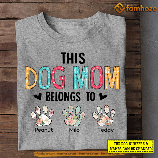 Personalized Dog T-shirt, This Dog Mom Belongs To With Cute Dogshoes, Mother's Day Gift For Dog Lovers, Dog Tees, Dog Owners