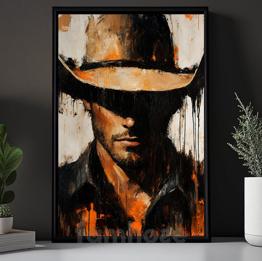 Cowboy Portrait Canvas Painting, Western Man Wall Art Decor, Poster Gift For Cowboys