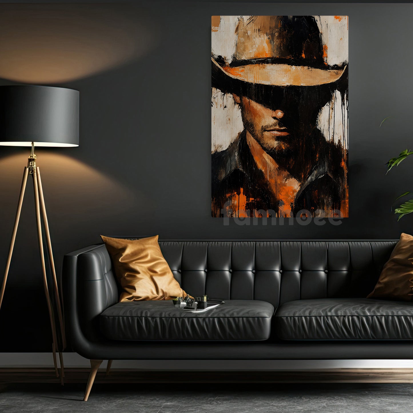 Cowboy Portrait Canvas Painting, Western Man Wall Art Decor, Poster Gift For Cowboys