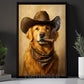 Golden Retriever Cowboy Canvas Painting, Sheriff Good Boy Wall Art Decor, Poster Gift For Cowboys, Dog Lover