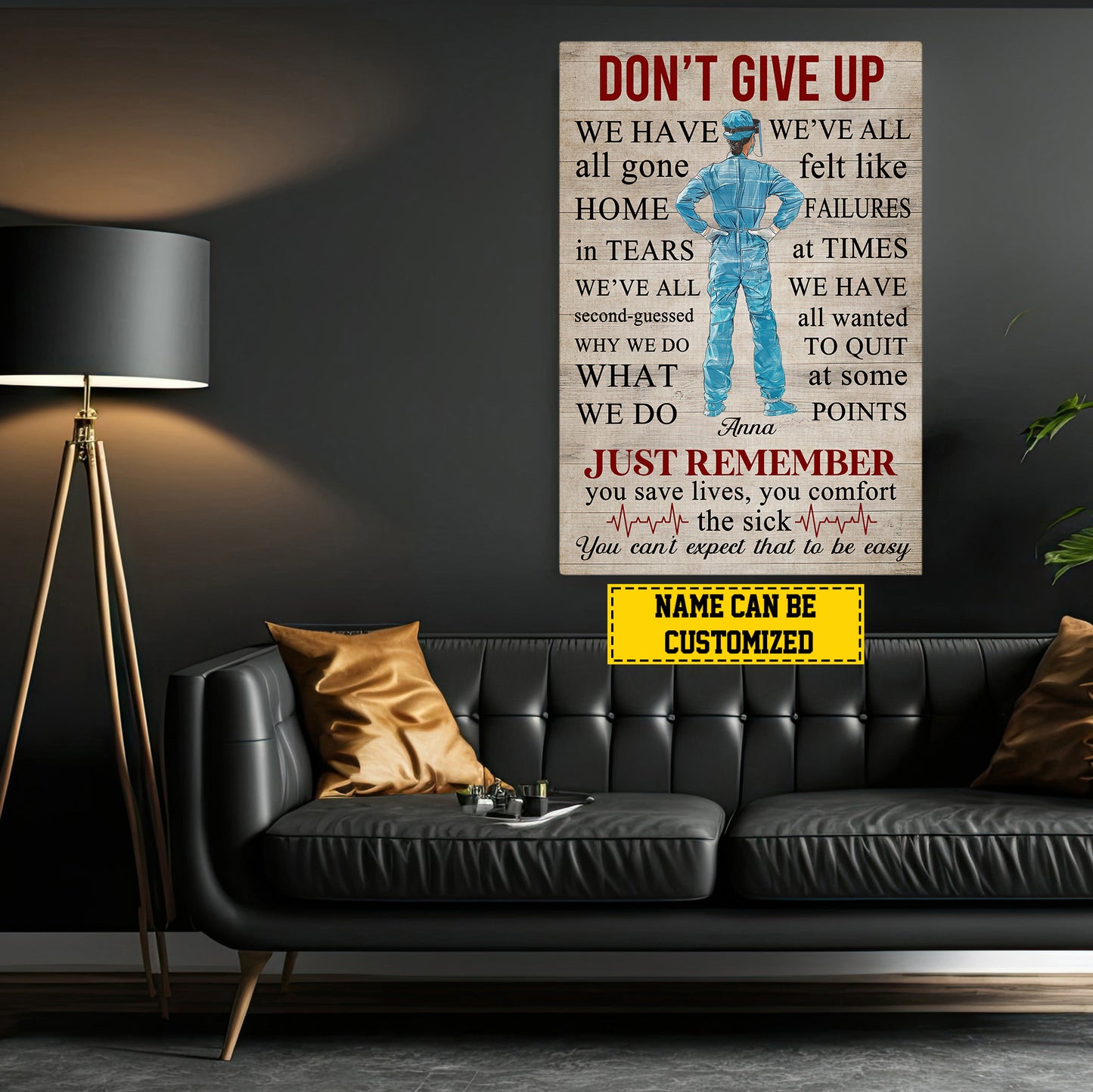 Don't Give Up Can't Expect That To Be Easy, Personalized Nurse Canvas Painting, Inspirational Quotes Wall Art Decor, Gift For Nurse Lovers