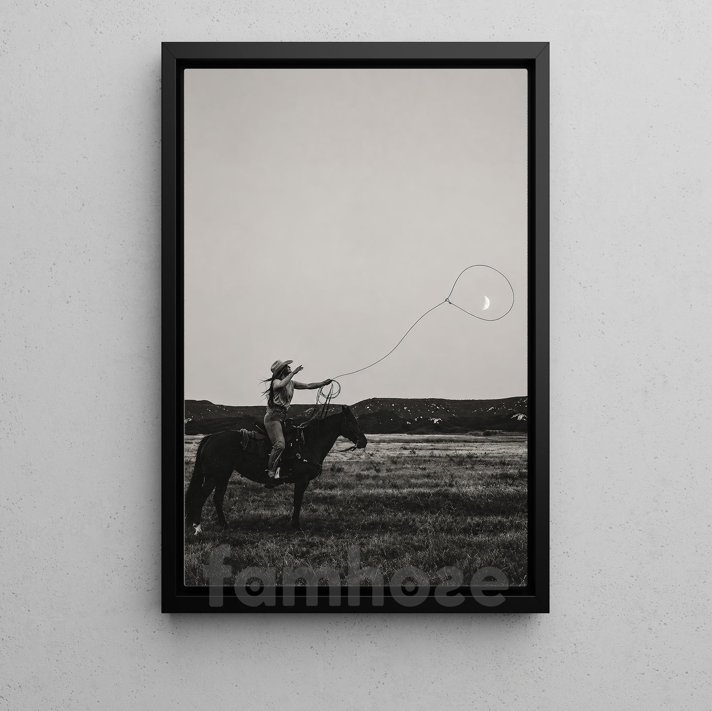 Wild West Moon Cowgirl Canvas Painting, Western Horse Wall Art Decor, Poster Gift For Cowgirls