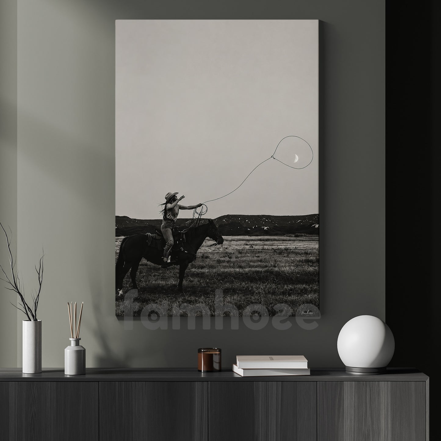 Wild West Moon Cowgirl Canvas Painting, Western Horse Wall Art Decor, Poster Gift For Cowgirls