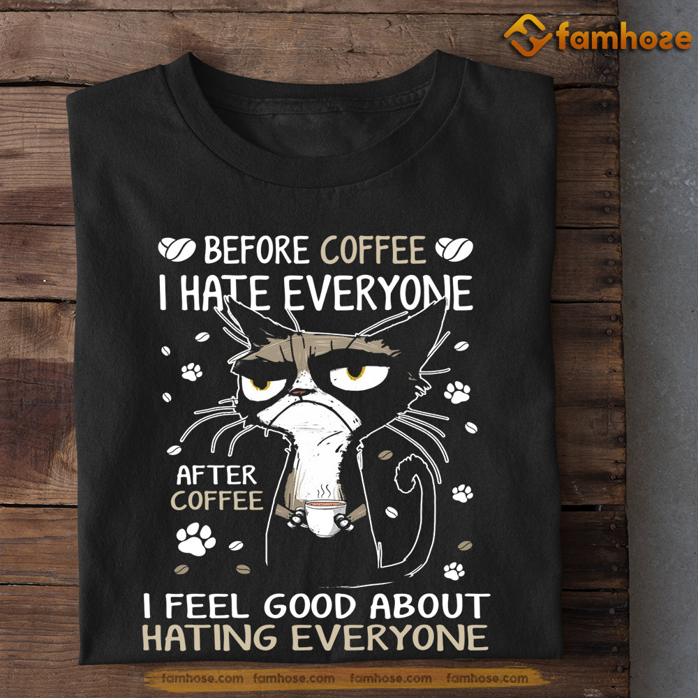 Funny Cat T-shirt, After Coffee I Feel Good About Hating Everyone, Gift For Cat Lovers, Cat Tees, Cat Owners