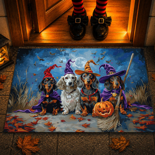 Halloween Dachshund Dog Doormat, Ready To Bewitch, Doormat For Home Decor Housewarming Gift, Welcome Mat Gift For Dog Lovers