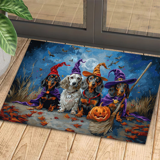 Halloween Dachshund Dog Doormat, Ready To Bewitch, Doormat For Home Decor Housewarming Gift, Welcome Mat Gift For Dog Lovers