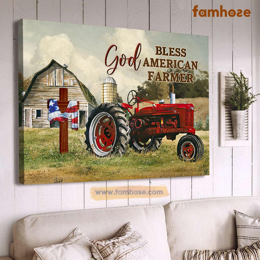 Farm Poster & Canvas, God Blessed America Farmer, Farmer Canvas Wall Art, Poster Gift For Farm Lovers