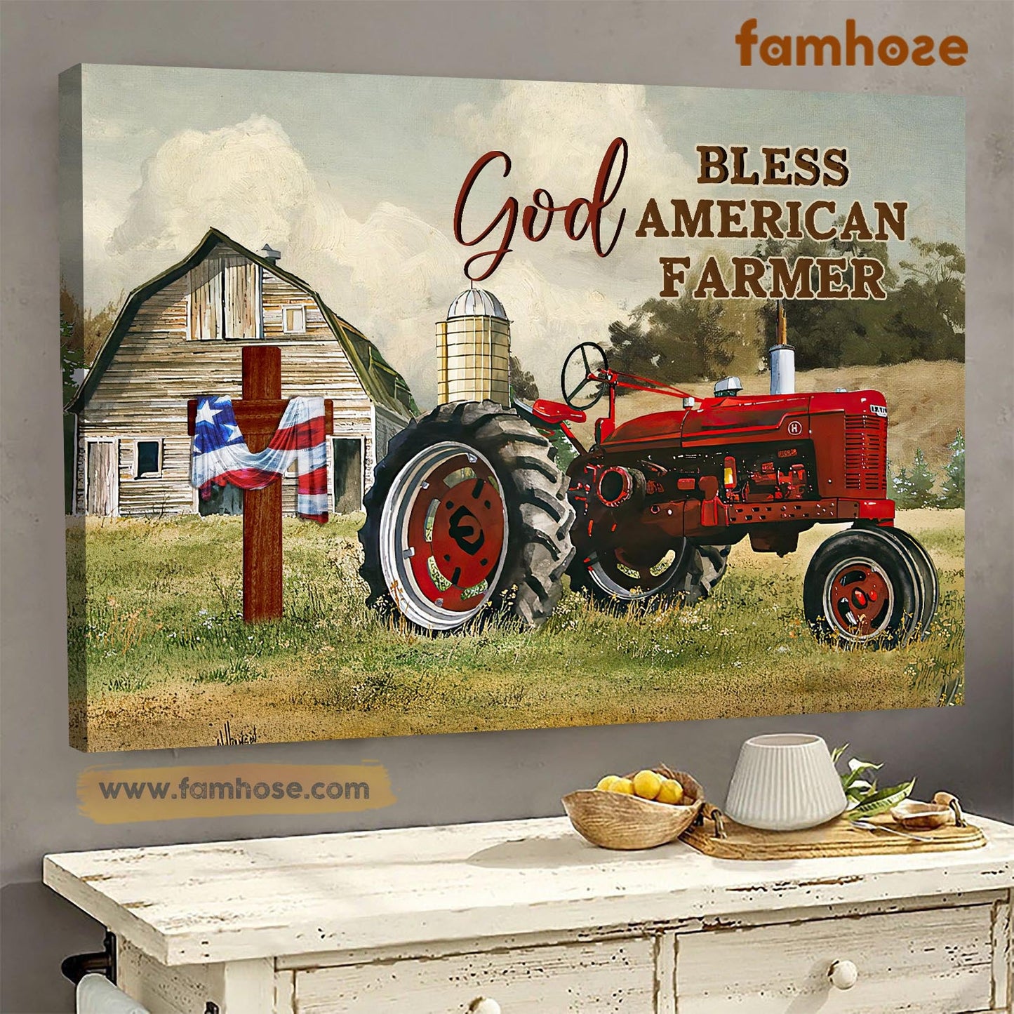 Farm Poster & Canvas, God Blessed America Farmer, Farmer Canvas Wall Art, Poster Gift For Farm Lovers