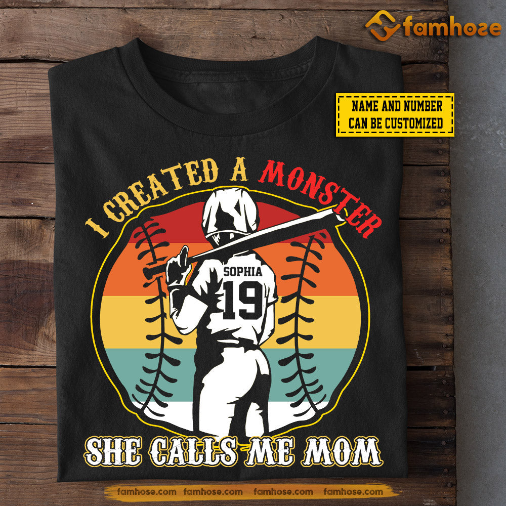 Funny Personalized Mother's Day Softball T-shirt, I Created A Monster, Gift For Softball Lovers, Softball Players