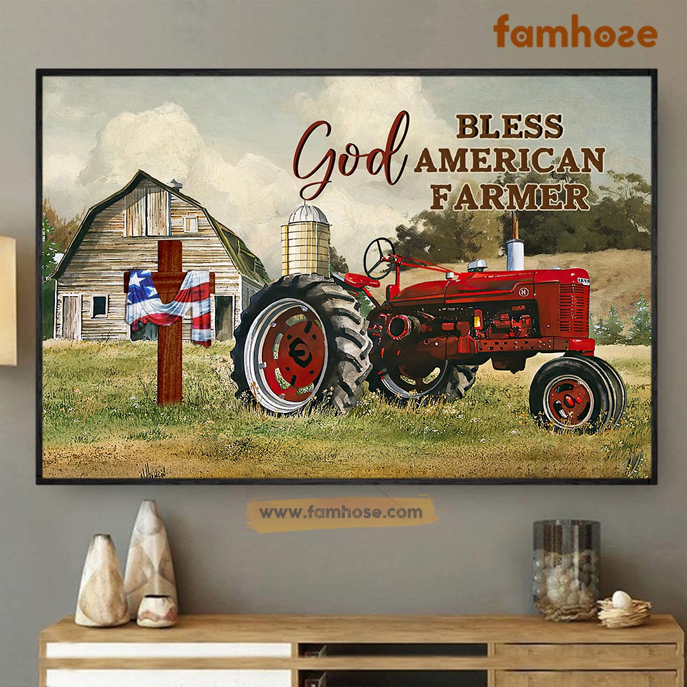 Farm Poster & Canvas, God Blessed America Farmer, Farmer Canvas Wall Art, Poster Gift For Farm Lovers