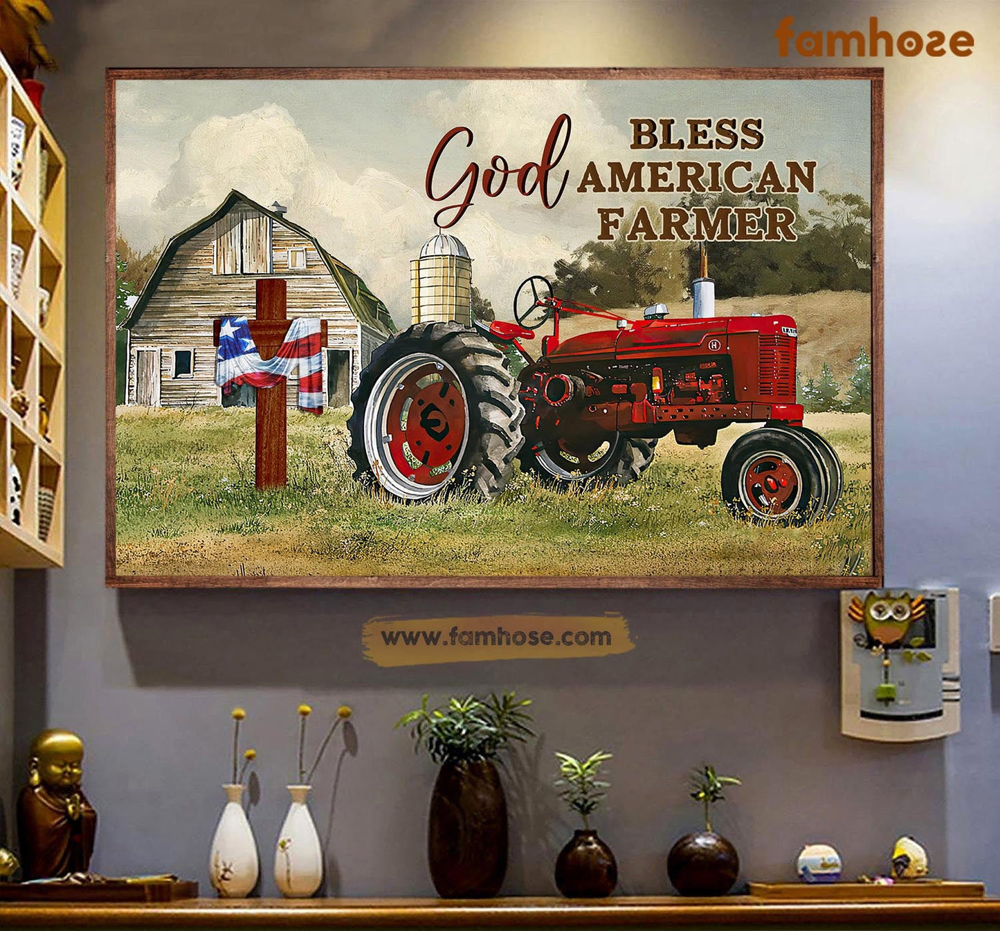 Farm Poster & Canvas, God Blessed America Farmer, Farmer Canvas Wall Art, Poster Gift For Farm Lovers