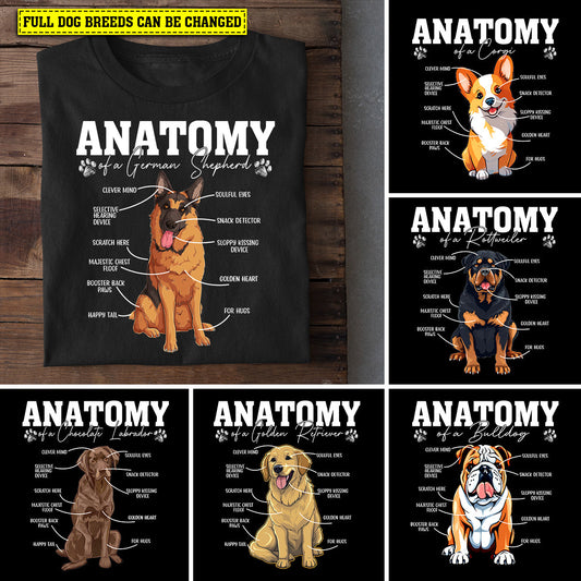 Personalized Funny Dog T-shirt, Anatomy Of A Dog Full Dog Breeds Can Be Changed, Gift For Dog Lovers, Dog Owners, Dog Tees