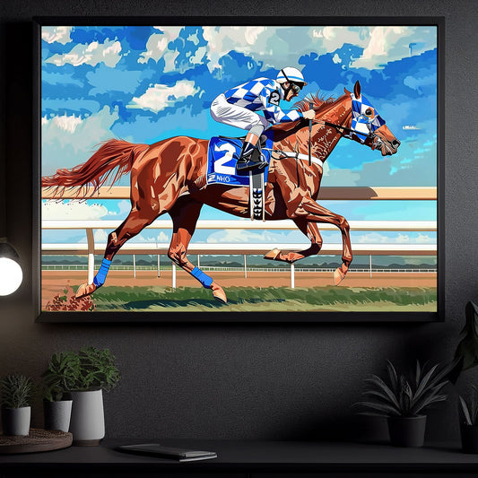 Secretariat Canvas Painting, Race Race, Jockey Wall Art Decor, Poster Gift For Horse Racing Lovers