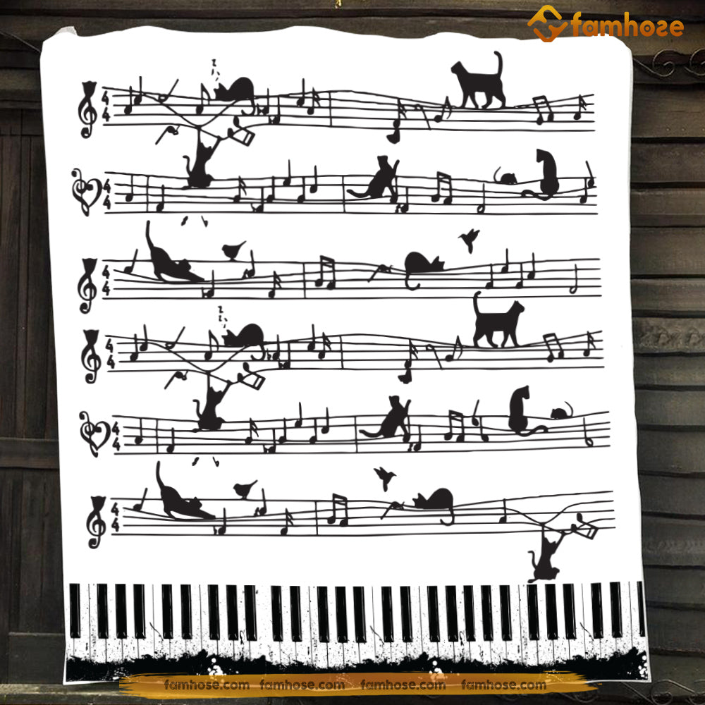 Cat Blanket, Cats With The Songs Fleece Blanket - Sherpa Blanket Gift For Cat Lover, Cat Owners