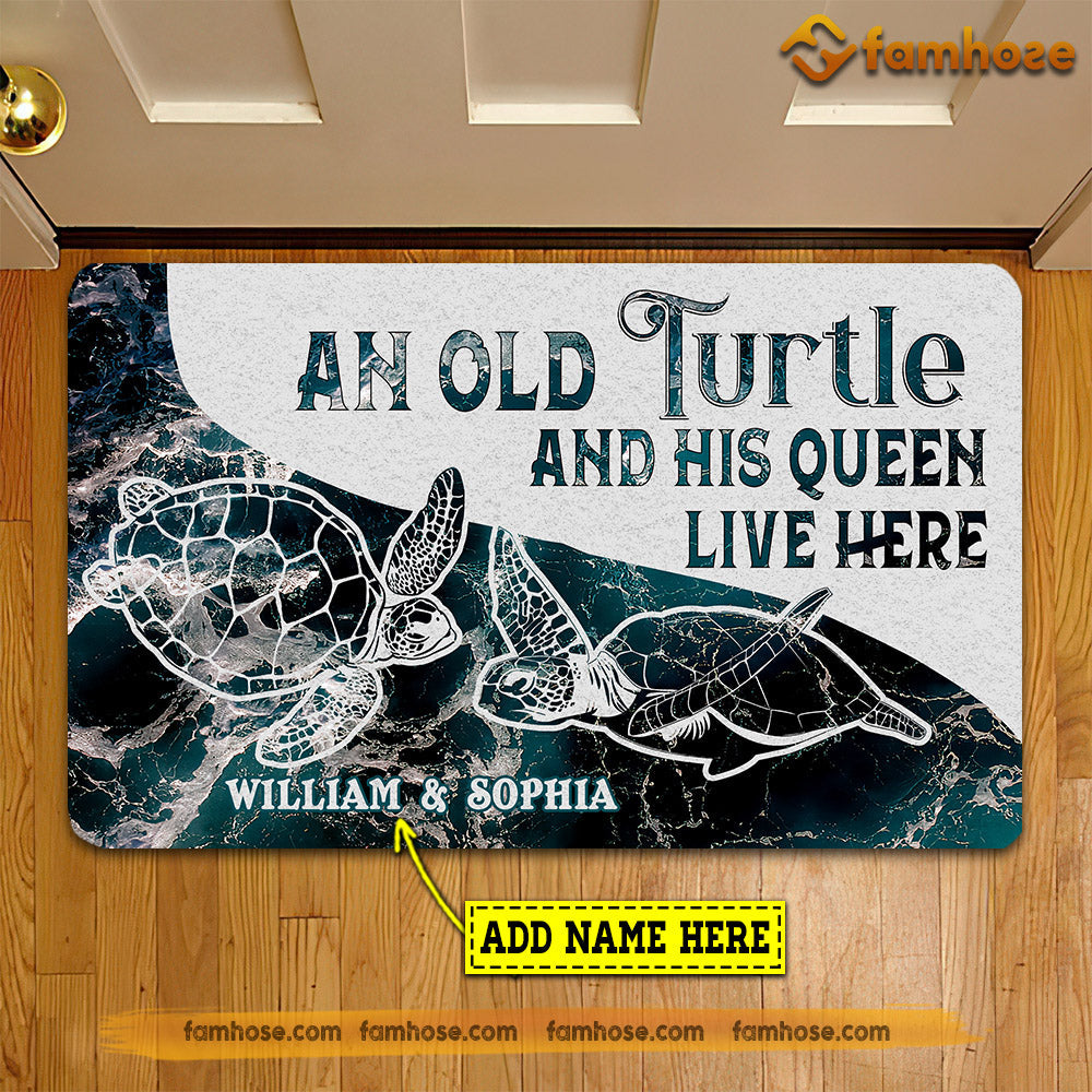 Personalized Turtle Doormat, An Old Turtle His Queen Live Here Gift Fo ...