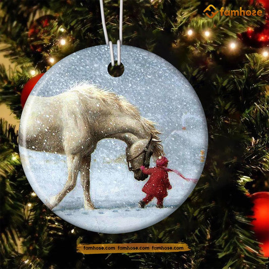 Funny Christmas Horse Ornament, Let's Me Take You Gift For Horse Lovers, Circle Ceramic Ornament