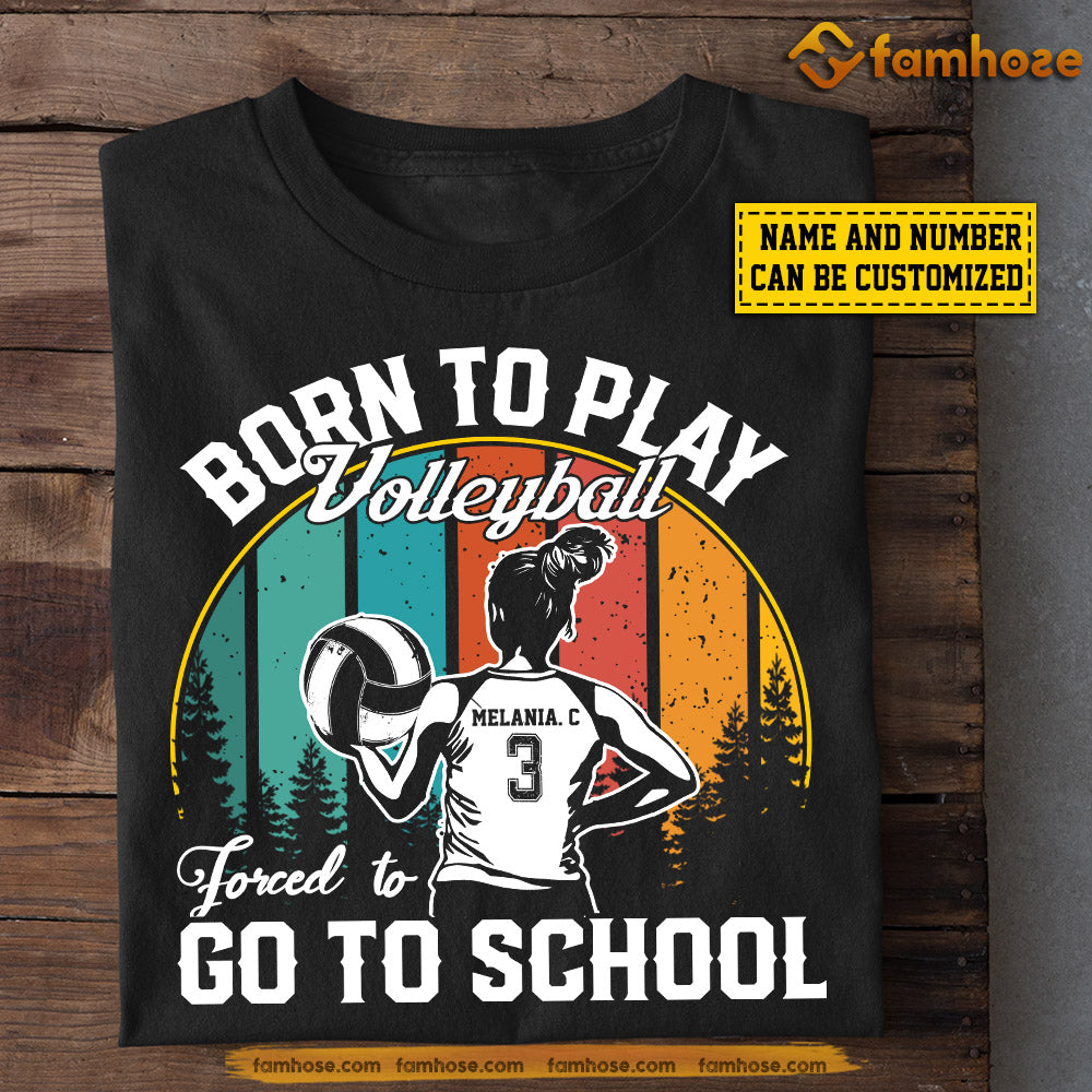 Personalized Back To School Volleyball Girl T-shirt, Born To Play, Vintage Gift For Kids Volleyball Lovers, Volleyball Girl Players