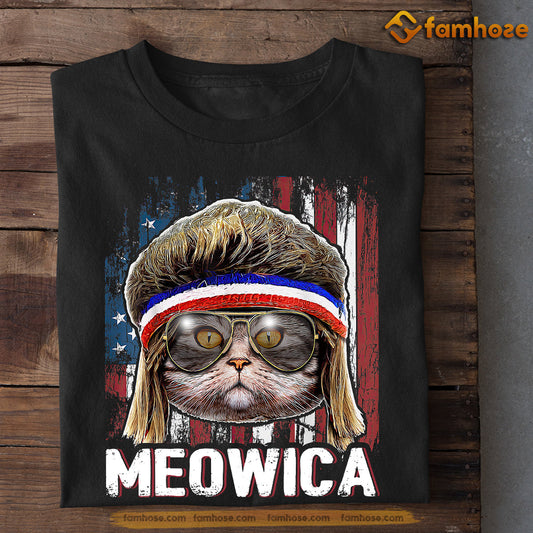 July 4th Cool Cat T-shirt, Meowica Look At Me I'm Cool, Independence Day Gift For Cat Lovers, Cat Owners, Cat Tees