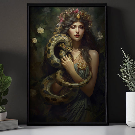 Hygieia, The Goddess Of Well-Being Gothic, Goddess Canvas Painting, Wall Art Decor - Mythical Goddess Poster Gift
