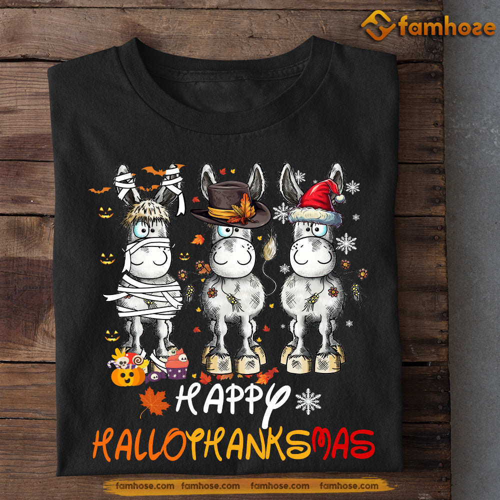 Halloween Donkey T-shirt, Happy Hallothanksmas, Gift For Donkey Lovers, Donkey Tees, Donkey Farmers