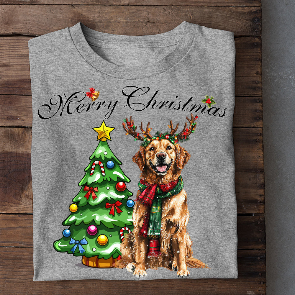 Christmas Dog T-shirt, Xmas Gift For Golden Retriever Dog Lovers, Dog Owners Tee