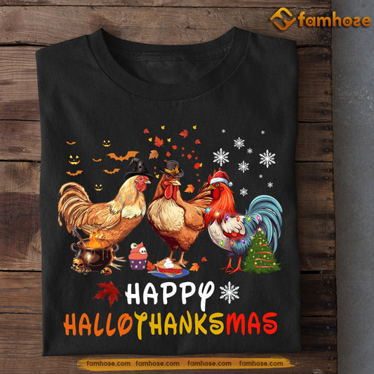 Halloween Chicken T-shirt, Happy Hallothanksmas, Gift For Chicken Lovers, Chicken Tees, Farmers