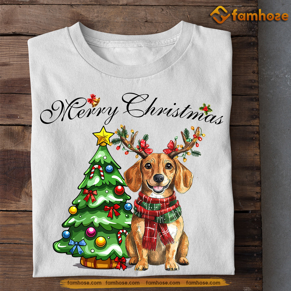 Cute Christmas Dachshund Dog T-shirt, Merry Christmas Xmas Gift For Dachshund Dog Lovers