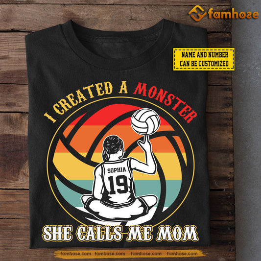 Funny Personalized Mother's Day Volleyball T-shirt, I Created A Monster, Volleyball Lovers Calls Me Mom, Volleyball Players