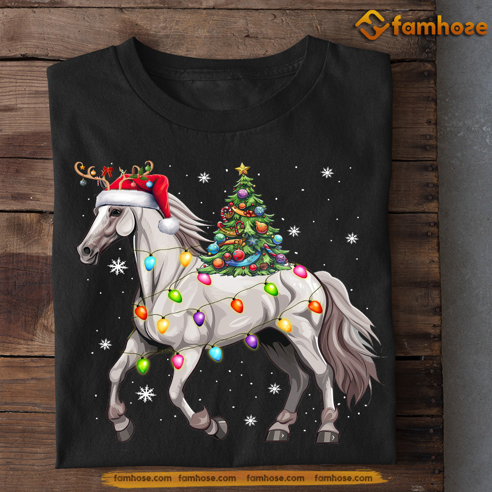 Horse Christmas T-shirt, Horse Around Christmas Tree, Gift For Horse Lovers, Horse Riders, Equestrians