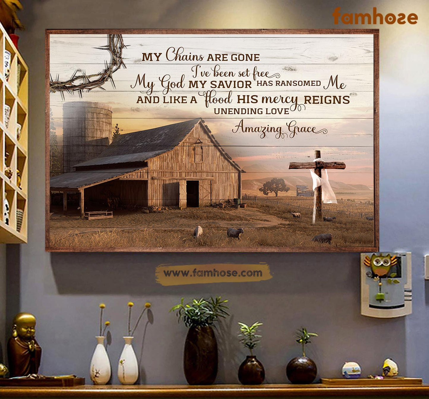 Farm Poster & Canvas, My Chains Are Gone I've Been Set Free My Savior Has Ransomed Me, Farmer Canvas Wall Art, Poster Gift For Farm Lovers