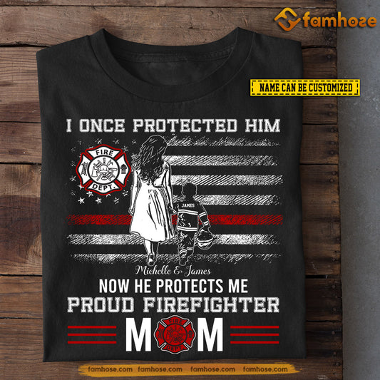 Personalized Mother's Day Firefighter T-shirt, Proud Firefighter Mom, Gift For Firefighter Lovers, Firefighter Mom Tees