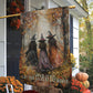 Autumn Witches Let The Magic Begin, Halloween Garden Flag & House Flag, Witch Outdoor Decor, Spooky Yard Decor Gift For Witch Lovers